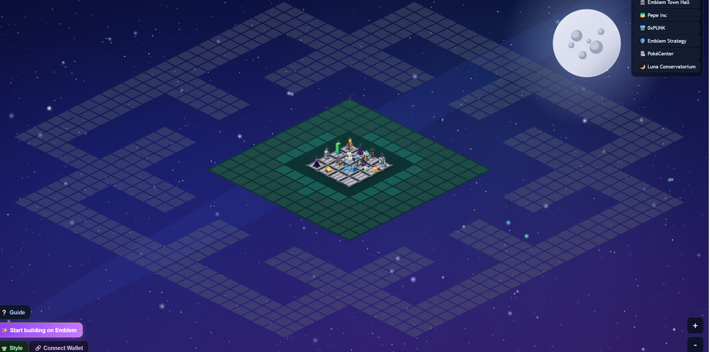 Emblem World, an isometric on-chain world on the Moon